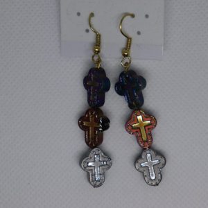 Colorful Glass Cross Earrings