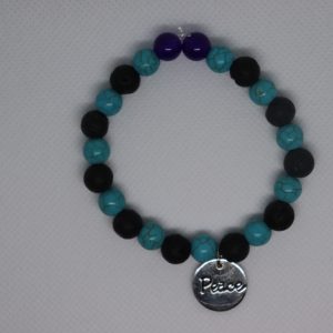 Blue & Lava bracelet with peace charm