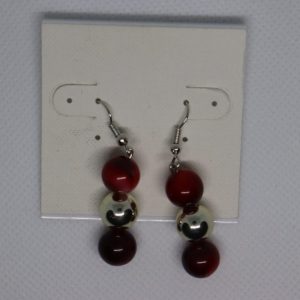 Grey & Red Earrings