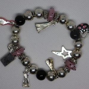 Charm Bracelet With Grey & Black
