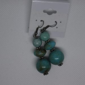 Light blue Glass with brown flower Spacer Dangle earrings