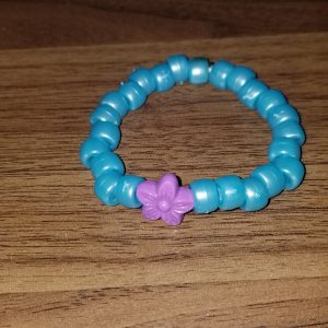 Light Blue Beads with Purple Flower Bracelet