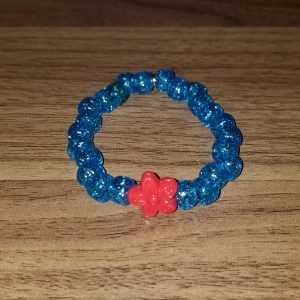 Blue Glitter Bead Flower Bracelet
