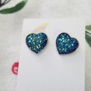 Resin Blue Heart Earrings