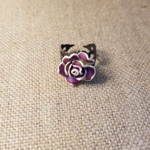 Dark Purple & White Rose Ring