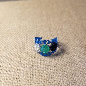 Green, Black, & Silver Ring