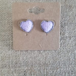 Resin Purple Heart Earrings